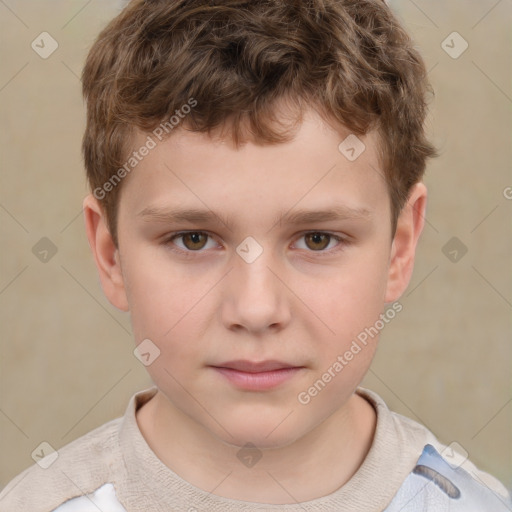 Neutral white child male with short  brown hair and brown eyes