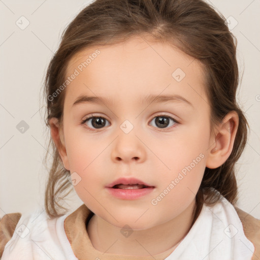 Neutral white child female with medium  brown hair and brown eyes