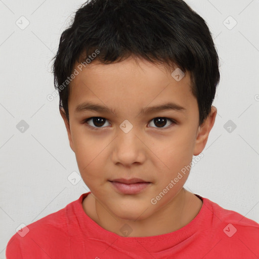 Neutral white child male with short  brown hair and brown eyes