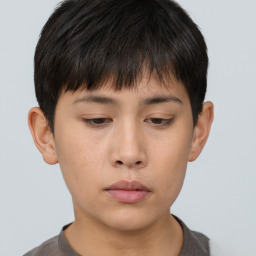 Neutral asian young-adult male with short  brown hair and brown eyes