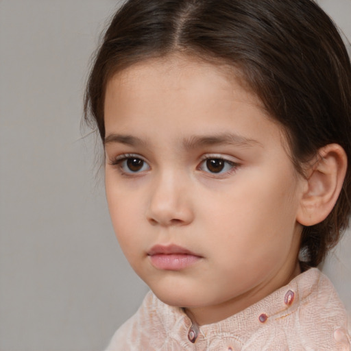 Neutral white child female with medium  brown hair and brown eyes