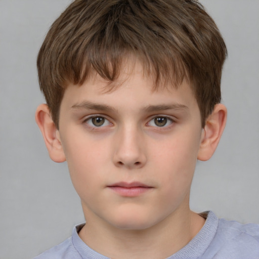 Neutral white child male with short  brown hair and brown eyes