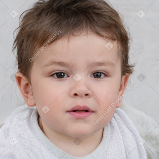 Neutral white child male with short  brown hair and brown eyes