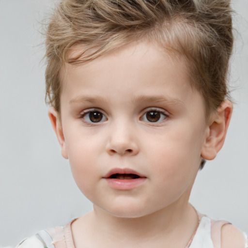 Neutral white child male with short  brown hair and brown eyes