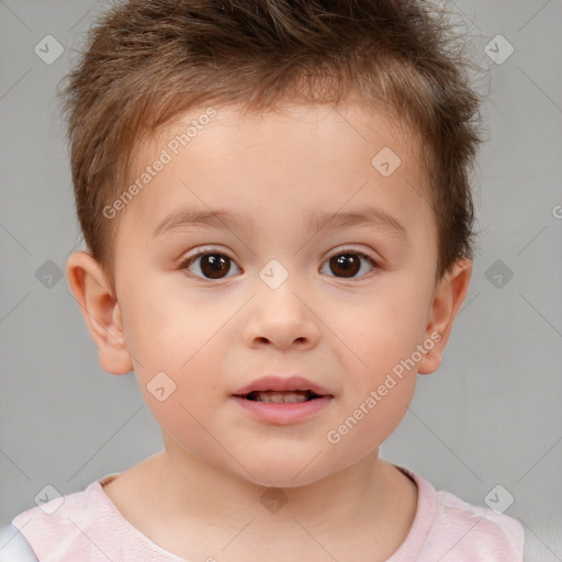 Neutral white child male with short  brown hair and brown eyes