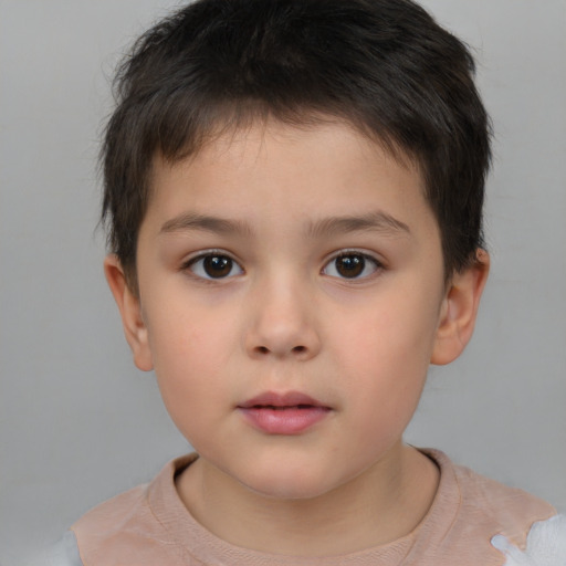 Neutral white child male with short  brown hair and brown eyes