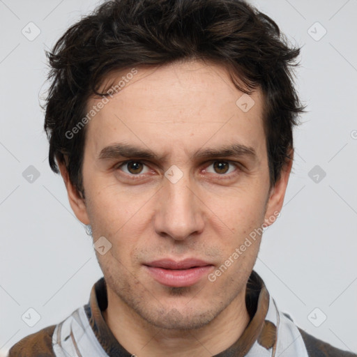 Neutral white adult male with short  brown hair and brown eyes