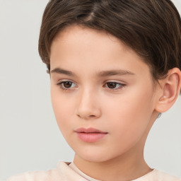 Neutral white child female with short  brown hair and brown eyes