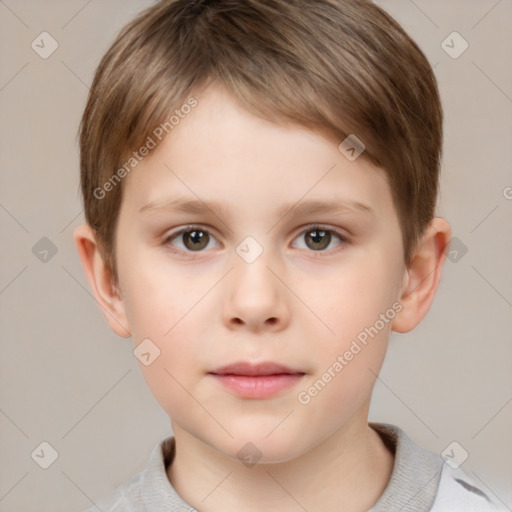 Neutral white child male with short  brown hair and brown eyes