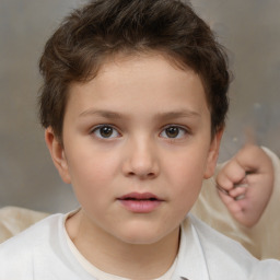 Neutral white child female with short  brown hair and brown eyes