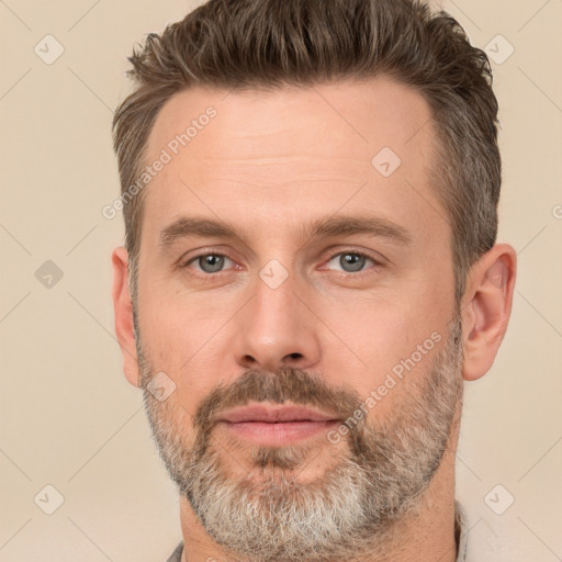 Neutral white adult male with short  brown hair and brown eyes