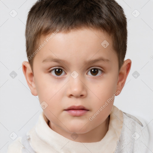 Neutral white child male with short  brown hair and brown eyes