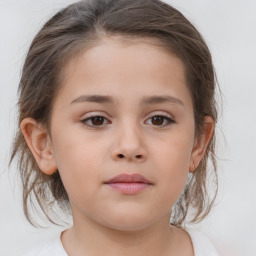 Neutral white child female with medium  brown hair and brown eyes