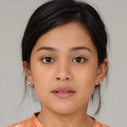 Neutral asian young-adult female with medium  brown hair and brown eyes