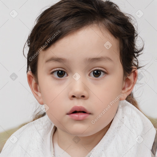 Neutral white child female with medium  brown hair and brown eyes