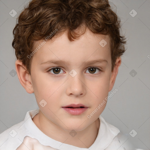 Neutral white child male with short  brown hair and brown eyes