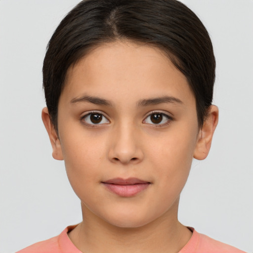 Neutral white young-adult female with short  brown hair and brown eyes