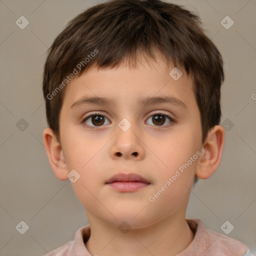 Neutral white child male with short  brown hair and brown eyes