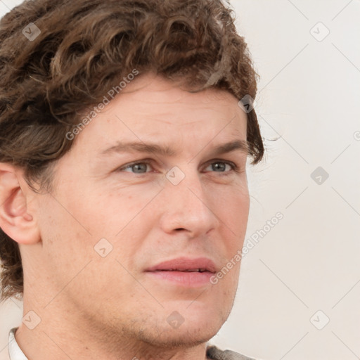 Neutral white adult male with short  brown hair and brown eyes