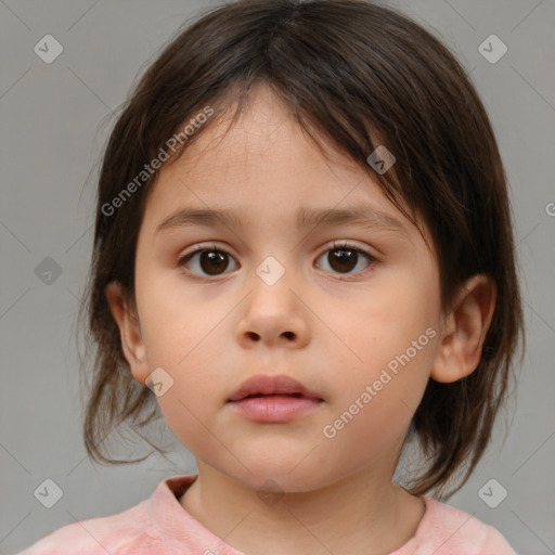 Neutral white child female with medium  brown hair and brown eyes