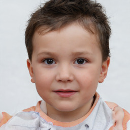 Neutral white child male with short  brown hair and brown eyes