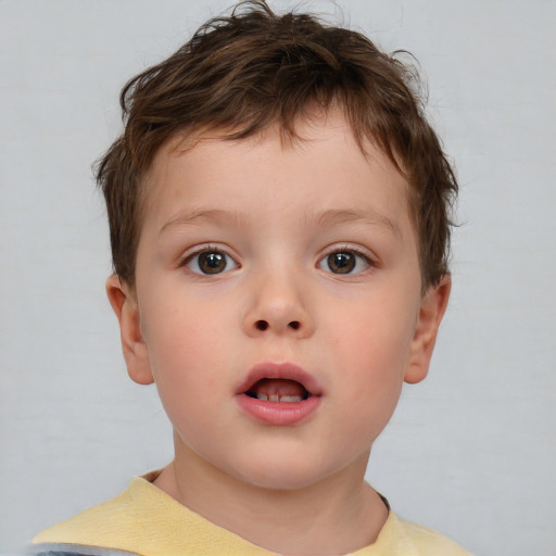 Neutral white child male with short  brown hair and brown eyes