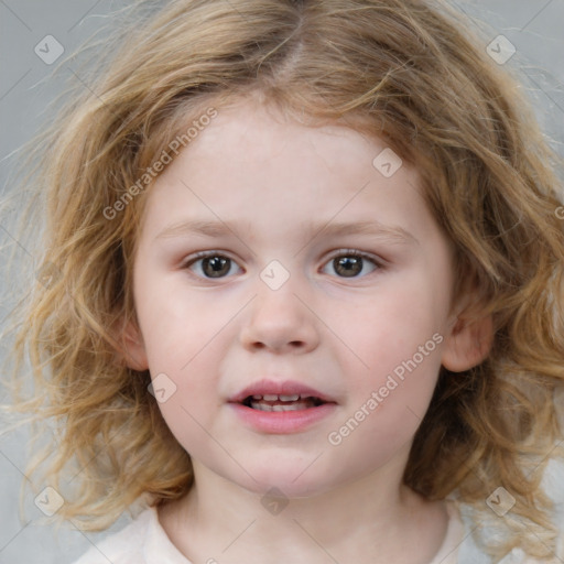 Neutral white child female with medium  brown hair and brown eyes