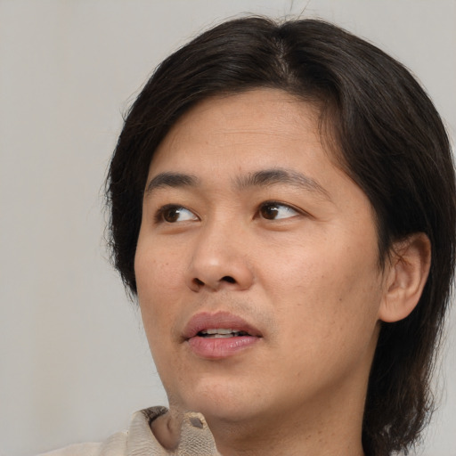 Neutral asian young-adult male with medium  brown hair and brown eyes
