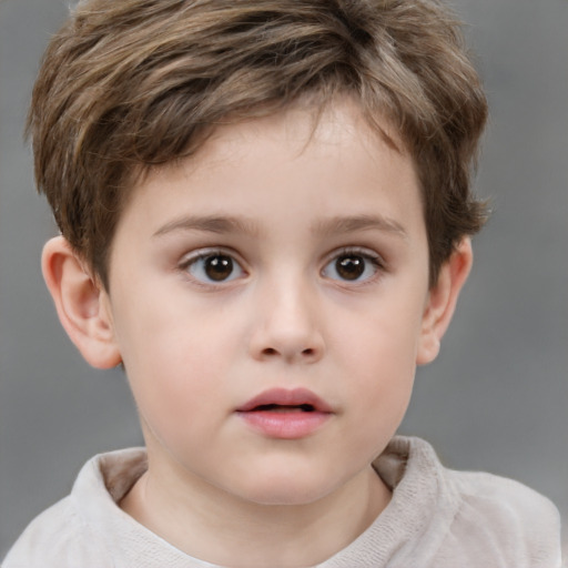 Neutral white child female with short  brown hair and brown eyes