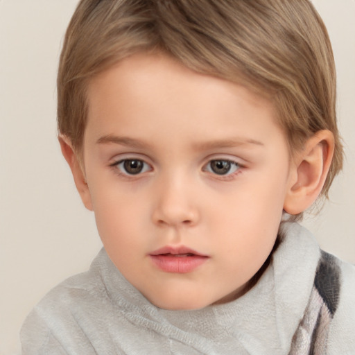 Neutral white child female with short  brown hair and brown eyes