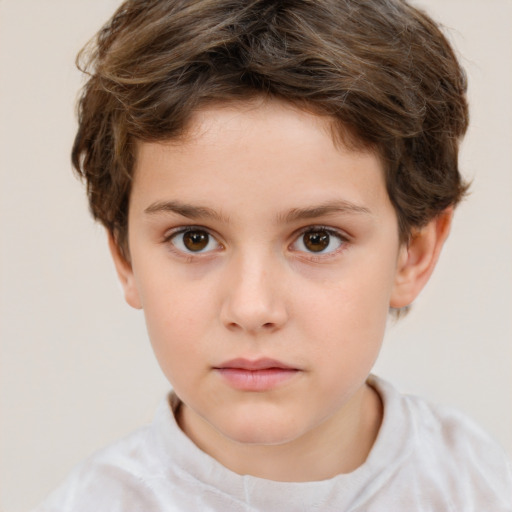 Neutral white child male with short  brown hair and brown eyes