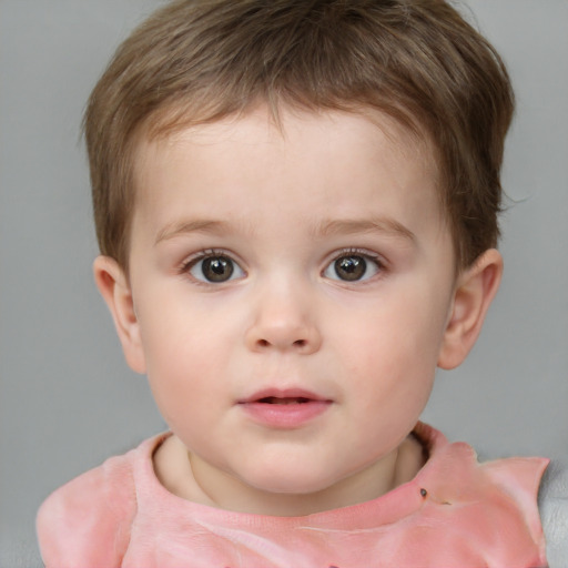 Neutral white child male with short  brown hair and brown eyes