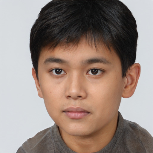 Neutral asian young-adult male with short  brown hair and brown eyes