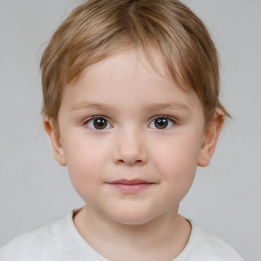 Neutral white child female with short  brown hair and brown eyes