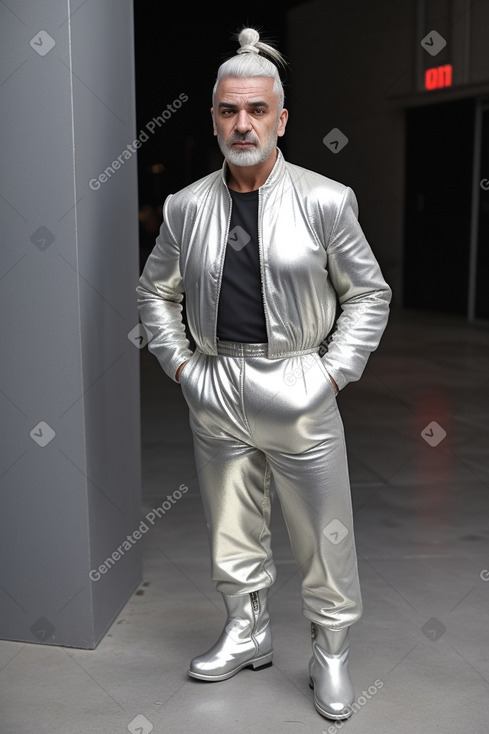 Albanian middle-aged male with  white hair