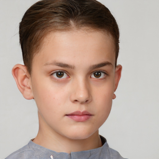 Neutral white child male with short  brown hair and brown eyes