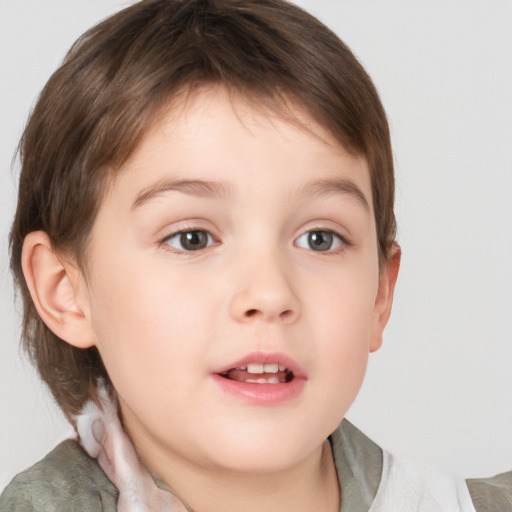 Neutral white child male with short  brown hair and brown eyes