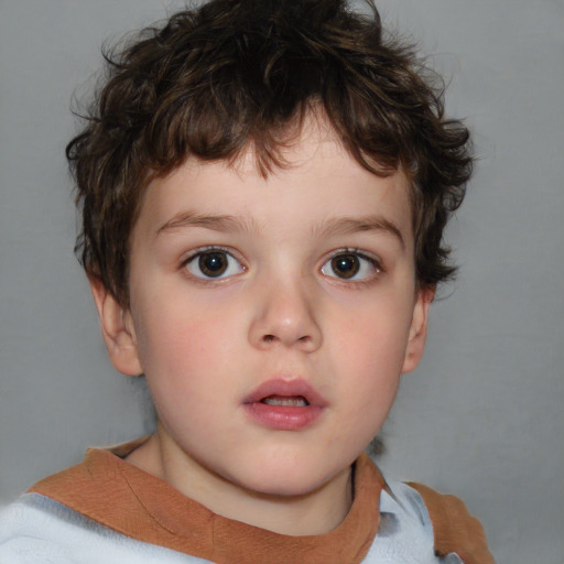 Neutral white child male with short  brown hair and brown eyes