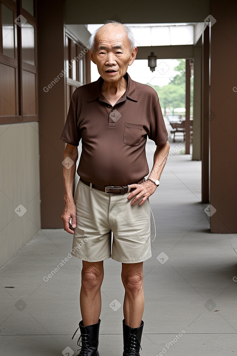 Chinese elderly male with  brown hair