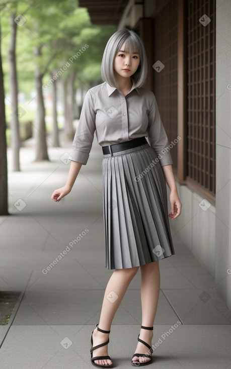 Japanese young adult female with  gray hair