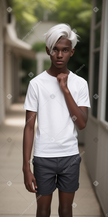 Teenager male with  white hair