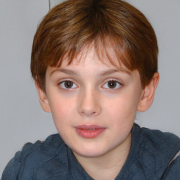 Neutral white child female with short  brown hair and brown eyes