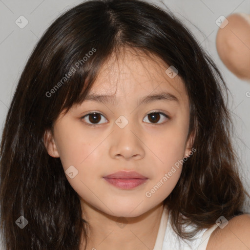 Neutral white child female with medium  brown hair and brown eyes