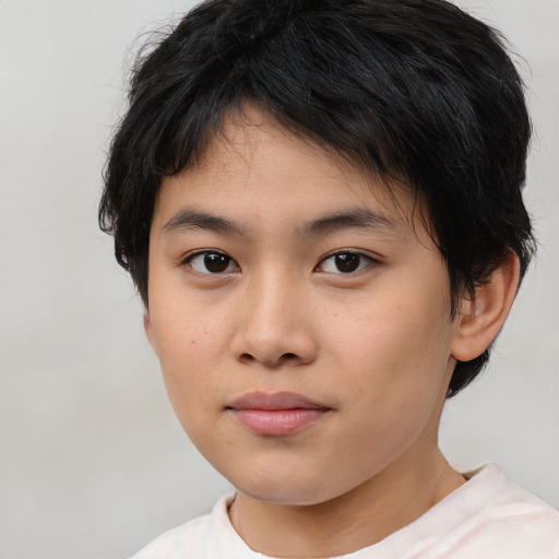 Neutral asian young-adult male with short  brown hair and brown eyes
