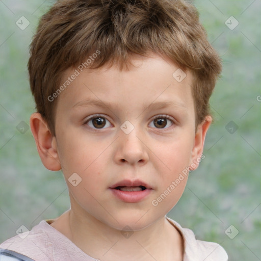 Neutral white child male with short  brown hair and brown eyes