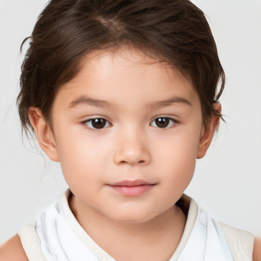 Neutral white child female with medium  brown hair and brown eyes