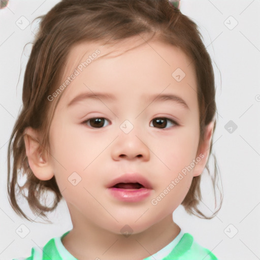 Neutral white child female with medium  brown hair and brown eyes