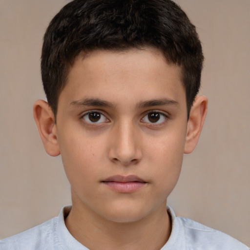 Neutral white child male with short  brown hair and brown eyes