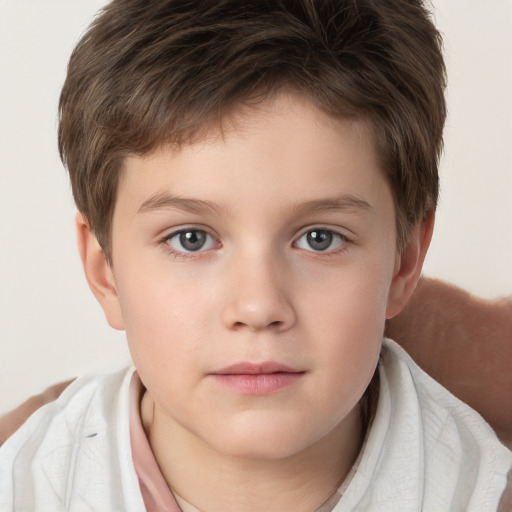 Neutral white child male with short  brown hair and brown eyes