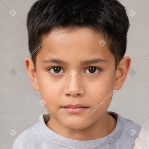 Neutral white child male with short  brown hair and brown eyes